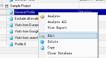 edit log analysis profile